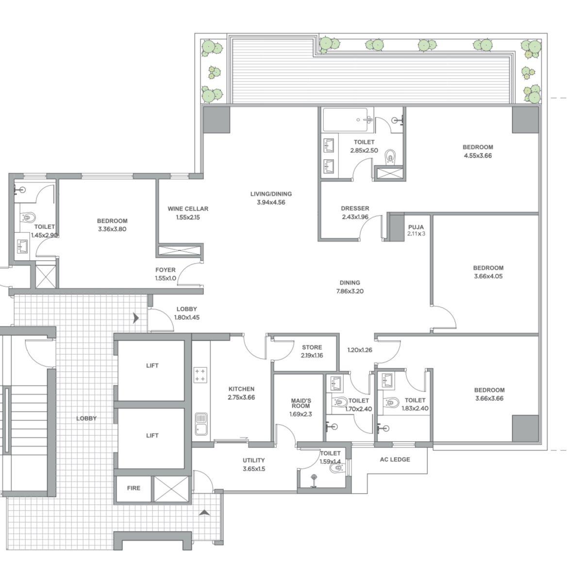 4 BHK + SERVANT