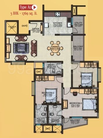 3 BHK +3T