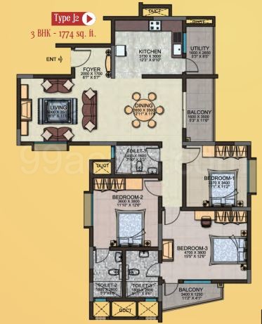 3 BHK +3T