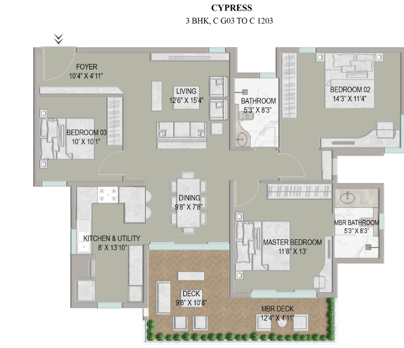 3 BHK +2T